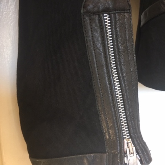 ISABEL MARANT Black Leather Trim Cotton Blazer Jacket Sz 0 - Picture 9 of 11